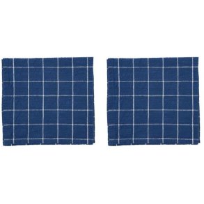 OYOY Grid Stofserviet 2 stk. 45x45 cm, Mrk Bl/Hvid