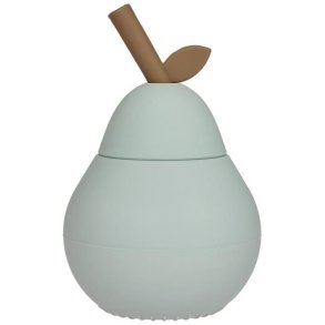 OYOY Mini Kinderbecher mit Strohhalm, Birne 20 cl, Pale Mint