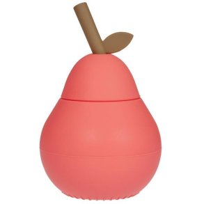 OYOY Mini Kinderbecher mit Strohhalm, Birne 20 cl, Cherry Red
