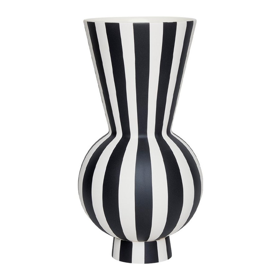 OYOY Toppu Vase H28 cm, Wei/Schwarz