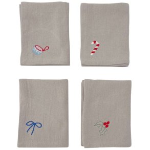 OYOY Weihnachtliche Stoffserviette 4er Set 45x45 cm, Clay