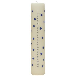 OYOY Polka Adventskerze H25 cm, Offwhite/Blau
