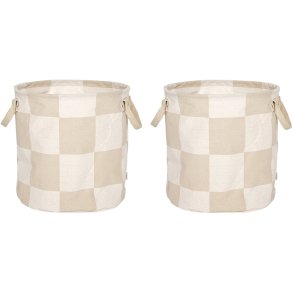 OYOY Chess Aufbewahrungskorb 2er Set H32 cm, Clay/Offwhite