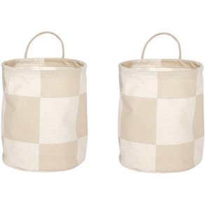 OYOY Chess Aufbewahrungskorb 2er Set H22 cm, Clay/Offwhite
