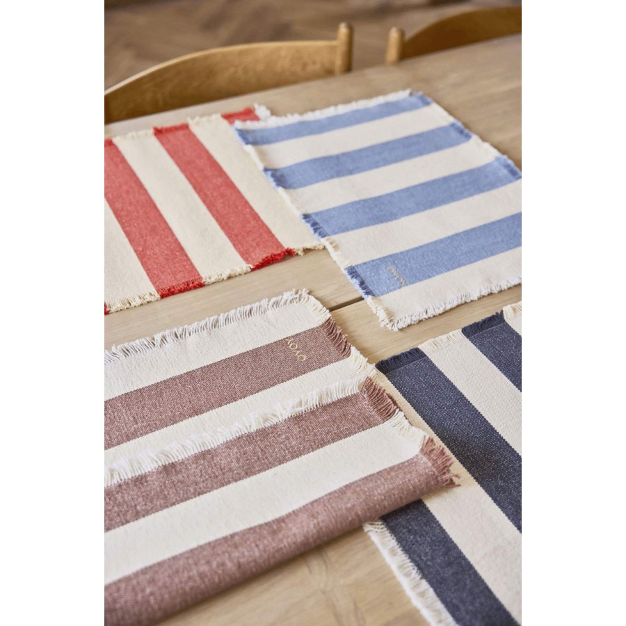 OYOY Toppu Tischset 2er Set 36x48 cm, Blau/Off-White