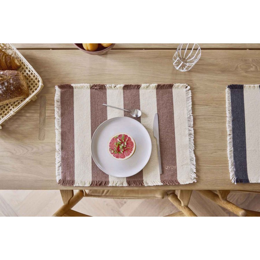 OYOY Toppu Tischset 2er Set 36x48 cm, Braun/Off-White