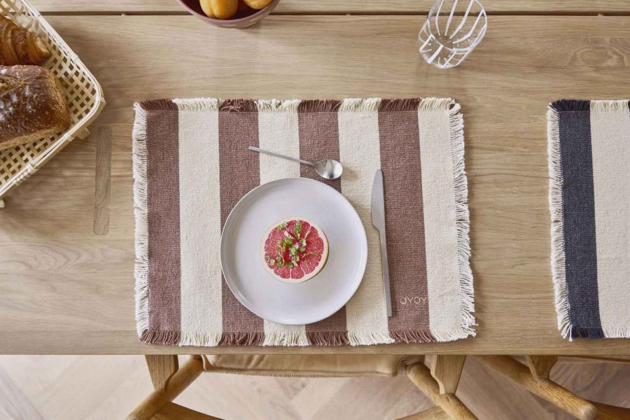 OYOY Toppu Tischset 2er Set 36x48 cm, Braun/Off-White