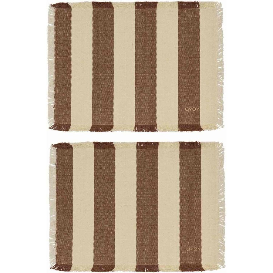 OYOY Toppu Tischset 2er Set 36x48 cm, Braun/Off-White