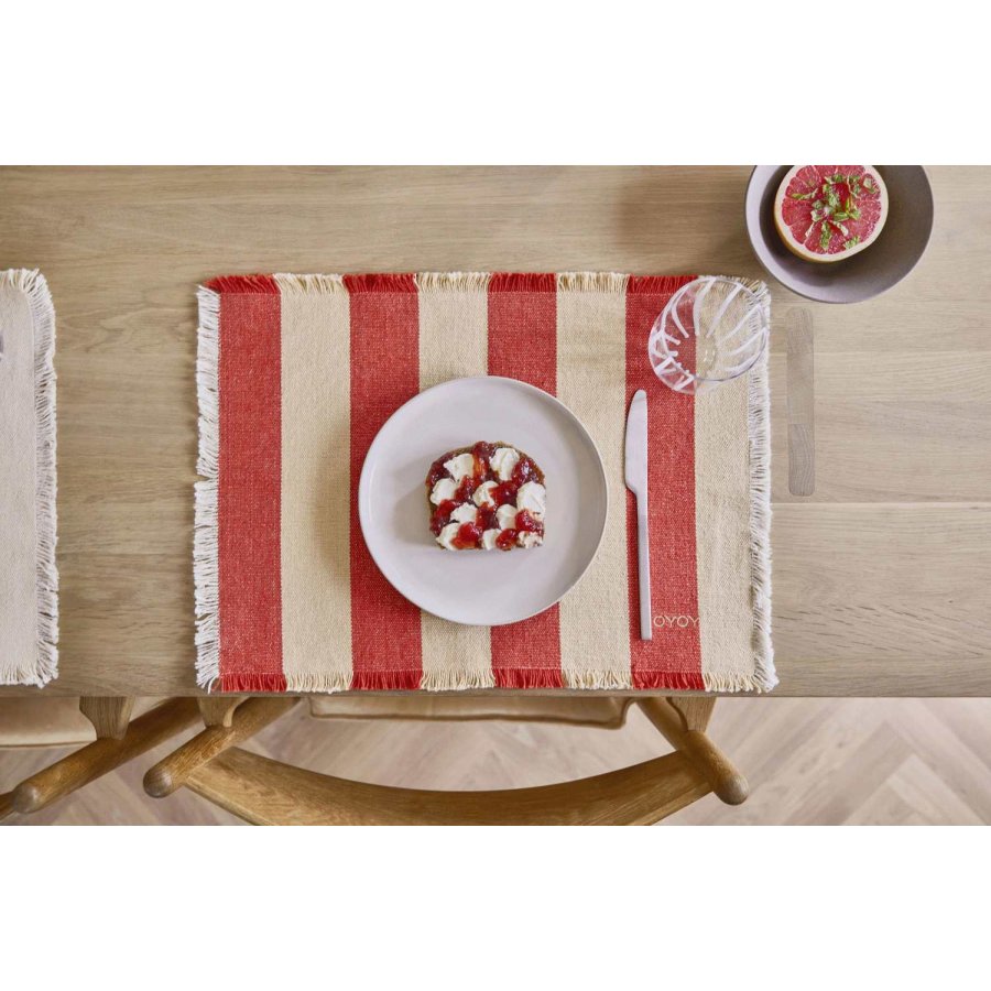 OYOY Toppu Tischset 2er Set 36x48 cm, Rot/Cremewei