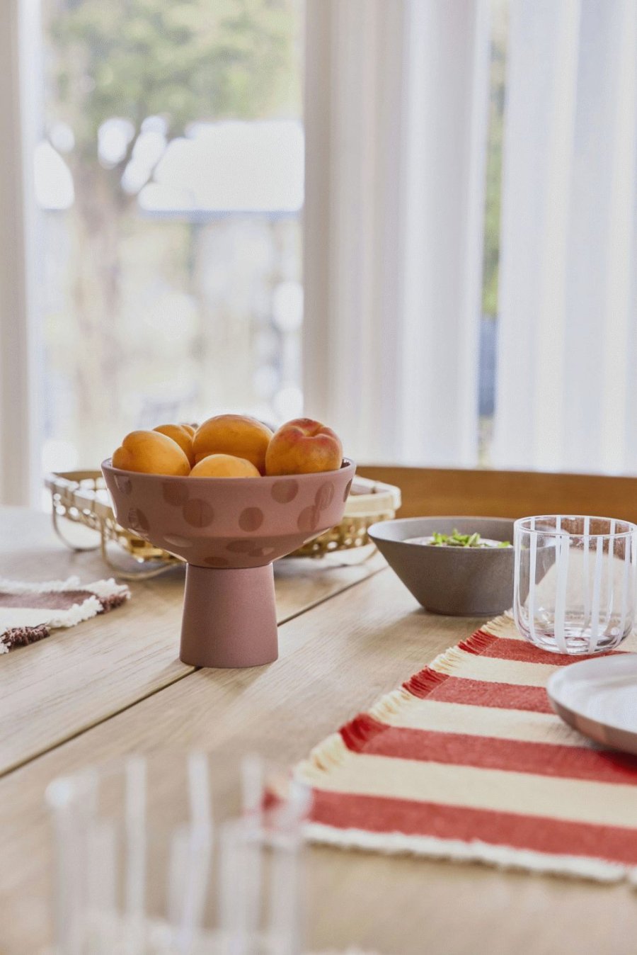 OYOY Toppu Tischset 2er Set 36x48 cm, Rot/Cremewei