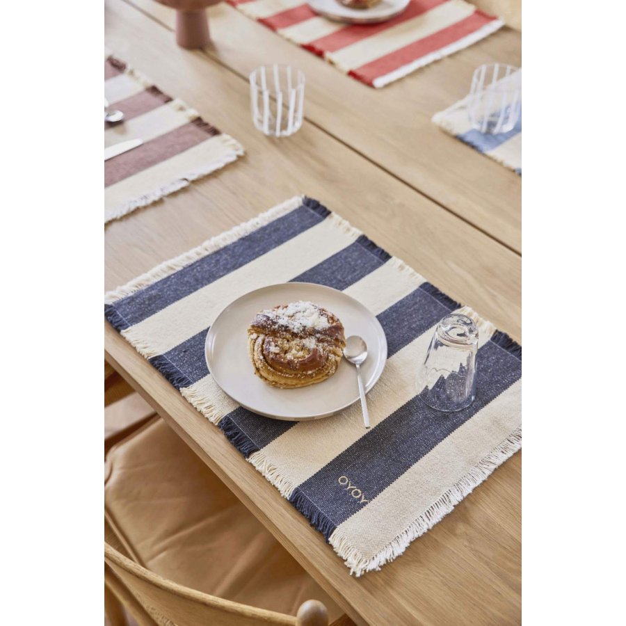 OYOY Toppu Tischset 2er Set 36x48 cm, Schwarz/Off-White