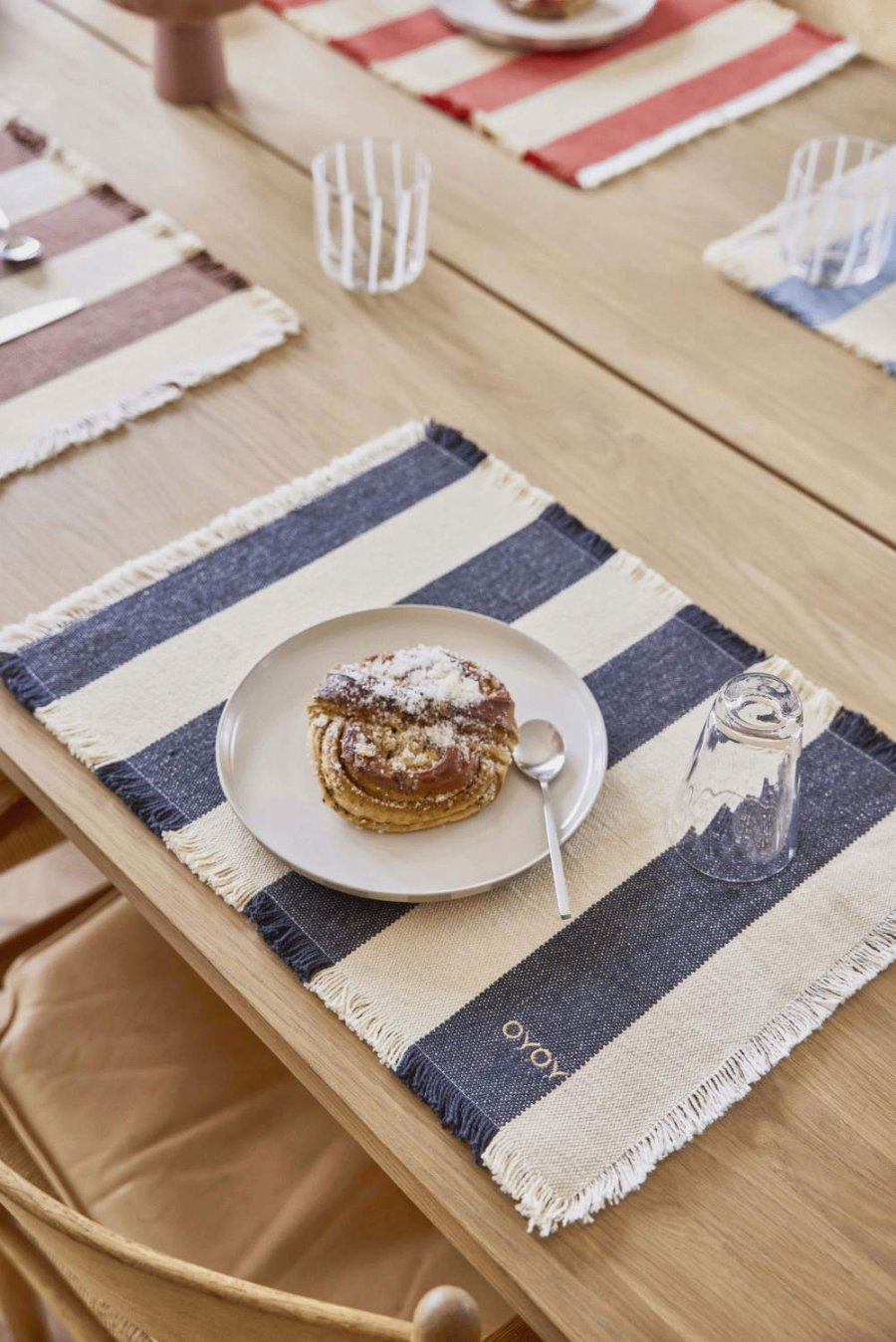 OYOY Toppu Tischset 2er Set 36x48 cm, Schwarz/Off-White