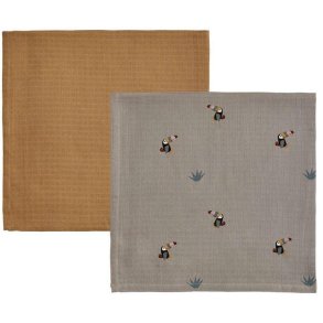 OYOY Mini Stoffwindel Toucan 2er Set 70x70 cm, Clay/Caramel