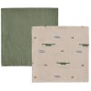 OYOY Mini Stoffwindel Krokodil 2er Set 70x70 cm, Beige/olive green