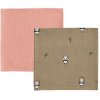 OYOY Mini Stoffwindel Panda 2er Set 70x70 cm, Khaki/Rose