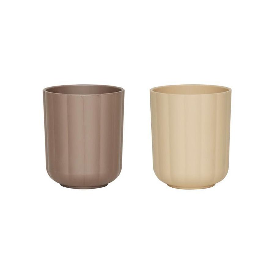 OYOY Mini Pullo Becher 2-teilig. 28 cl, Taupe/Vanille