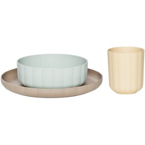 OYOY Mini Pullo Ess-Set, Pale Mint/Taupe