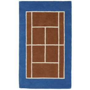 OYOY Mini Tennis Spielteppich 80x150 cm, Karamell/Optikblau