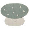 OYOY Mini Mushroom Gesteppter Teppich 98x120 cm, Cremewei/Hellblau