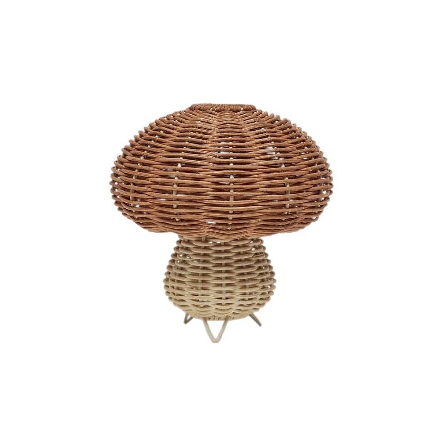 OYOY Mini Nachtlampe Pilz 15 cm, Rattan