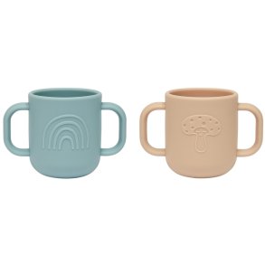 OYOY Mini Kappu Tasse 2er Set 20 cl, Aqua/Camel