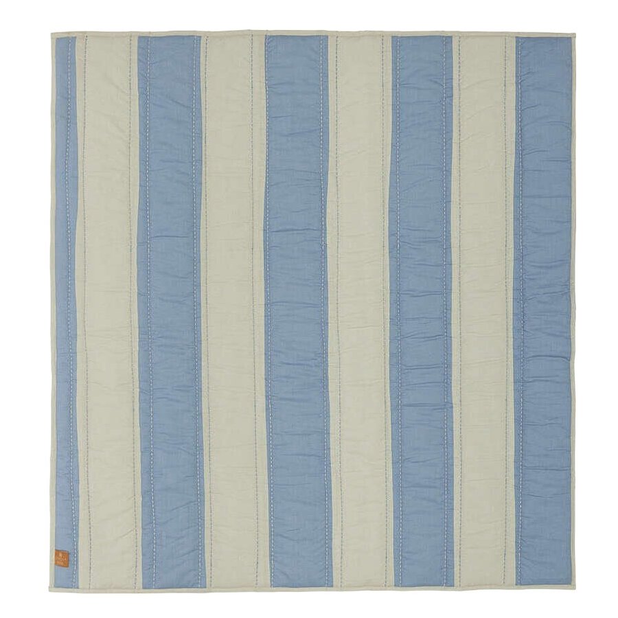 OYOY Mini Striped Gesteppter Teppich 140x130 cm, Blau/Ton