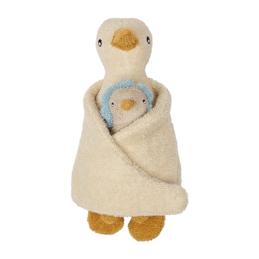 OYOY Mini Stofftier Dora & Baby Dolli Duck 31 cm, Cloud/Ice Blue