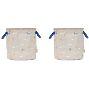 OYOY Mini Foxy Opbevaringskurv 2 stk. H32 cm, Beige/Blå