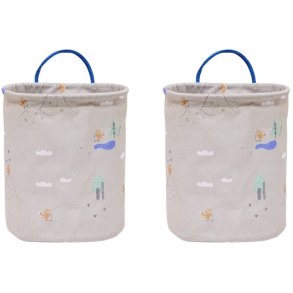 OYOY Mini Foxy Aufbewahrungskorb 2er Set H22 cm, Beige/Blau