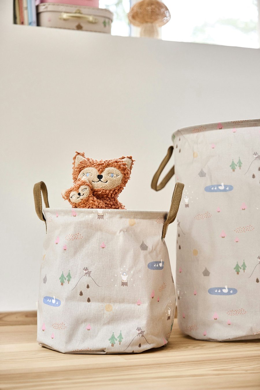 OYOY Mini Aufbewahrungskorb Hirsch und Ente H54 cm, Beige