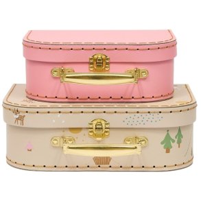 OYOY Mini Friends in the Forest Koffer 2er Set H8,5 cm, Camel/Rose