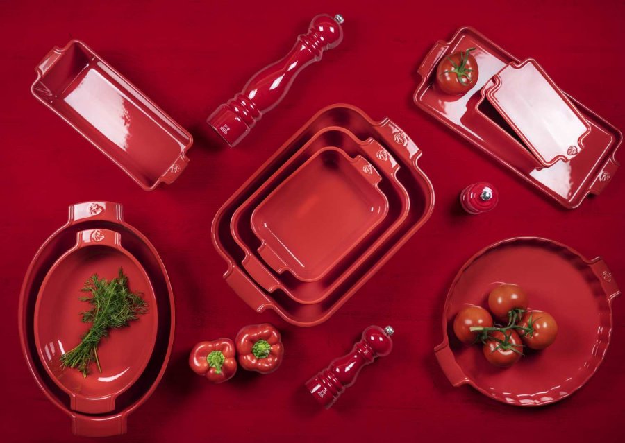 Peugeot Appolia Terrine mit Deckel und Presse, Rot