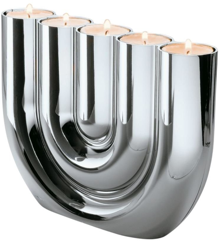 Philippi DOUBLE U Fyrfadsstage H15 cm, Krom