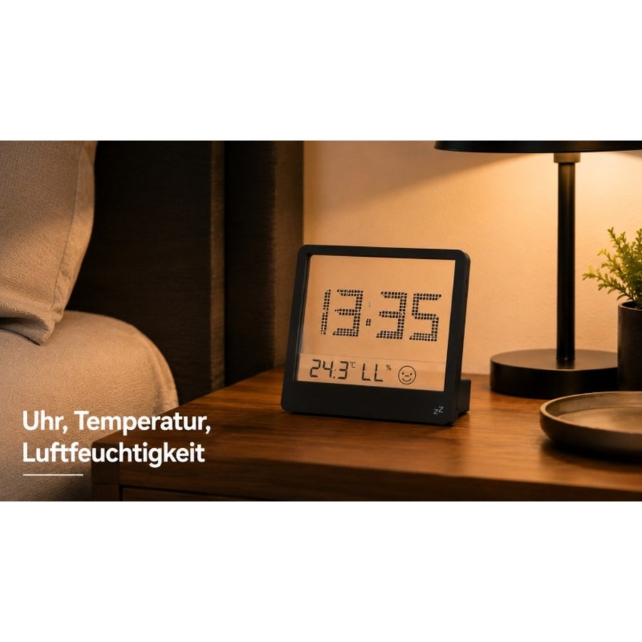 Philippi TIME Ur m. Termometer og Hygrometer, Sort