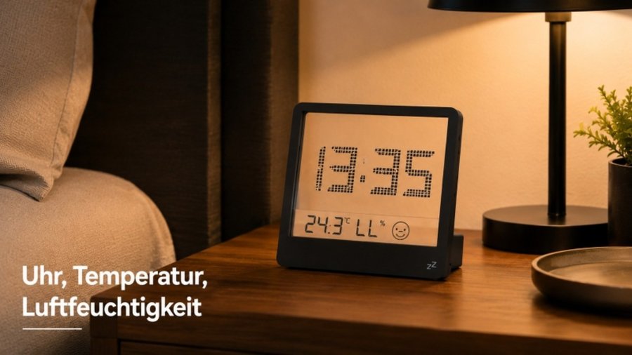 Philippi TIME Ur m. Termometer og Hygrometer, Sort