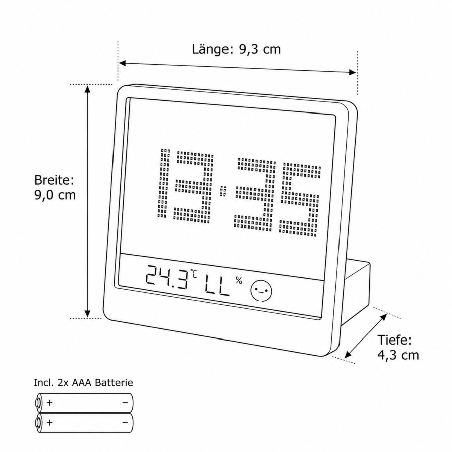 Philippi TIME Ur m. Termometer og Hygrometer, Sort