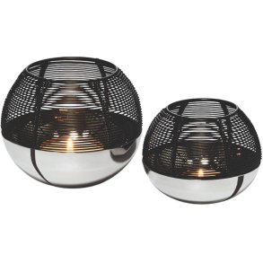 Philippi LUNA Teelichthalter H11 cm, Blank/Schwarz