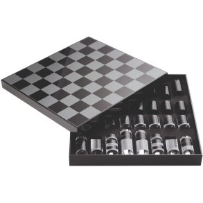 Philippi YAP Schachspiel 28x28 cm, Klar/Schwarz