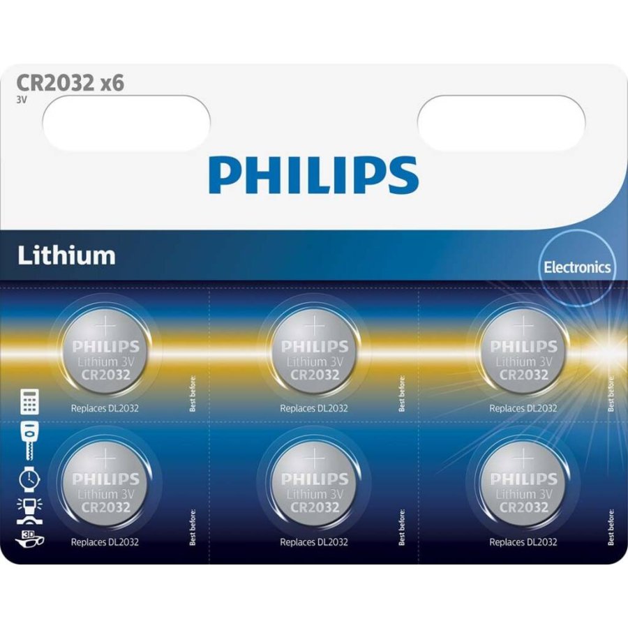 Philips Minicell CR 2032-batteri 6 stk.