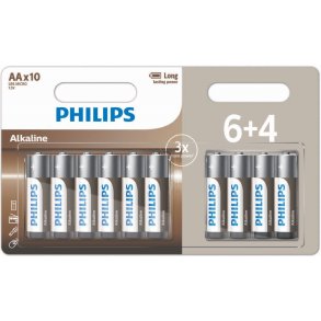 Philips Alkaline AA-batteri 10 stk.