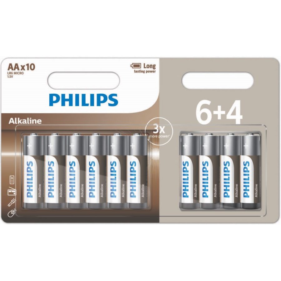 Philips Alkaline AA-batteri 10 stk.