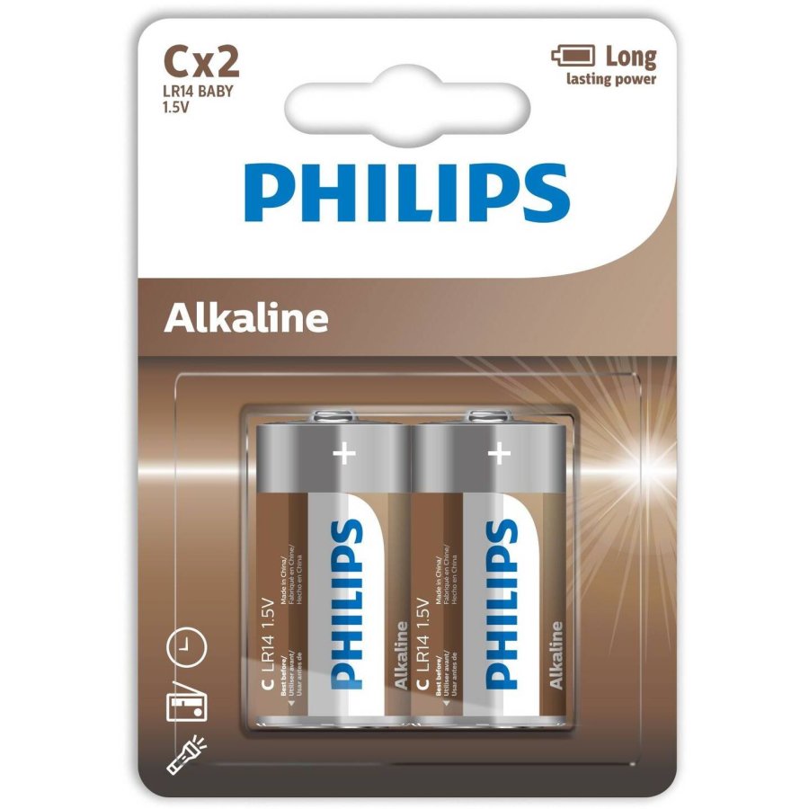 Philips Alkaline C-batteri 2 stk.