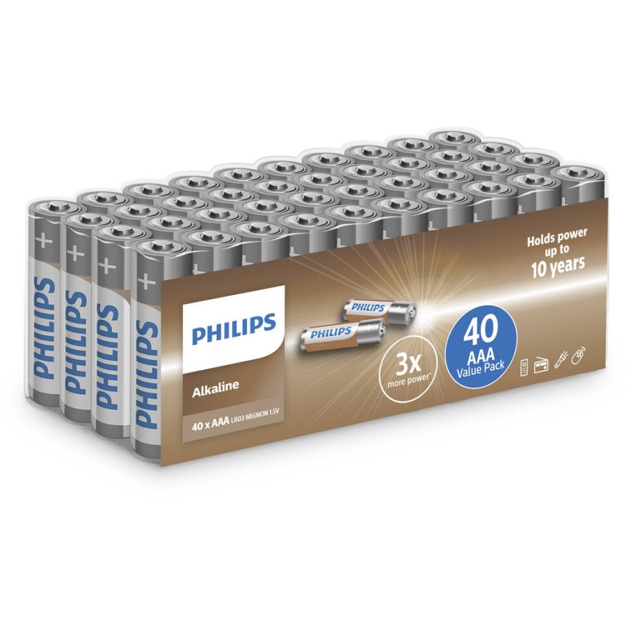 Philips Alkaline AAA-batteri 40 stk.