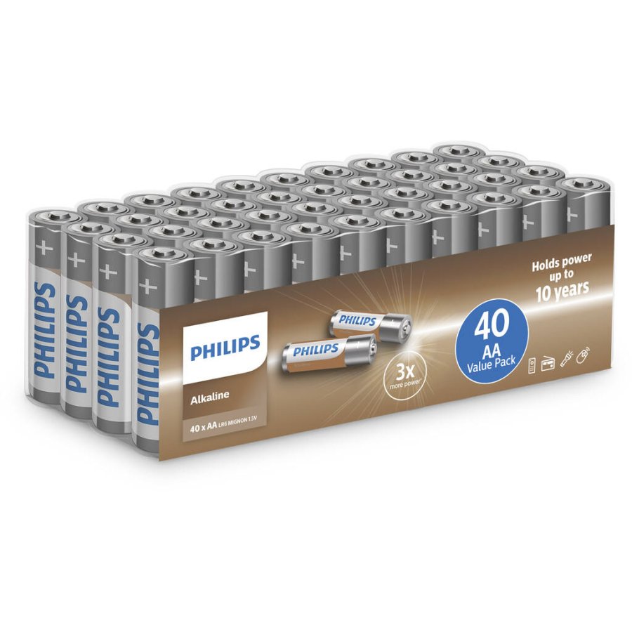 Philips Alkaline AA-batteri 40 stk.