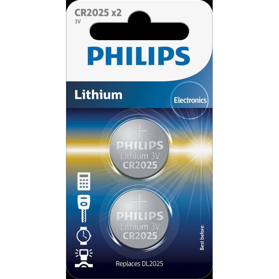 Philips Minicell CR 2025-batteri 2 stk.