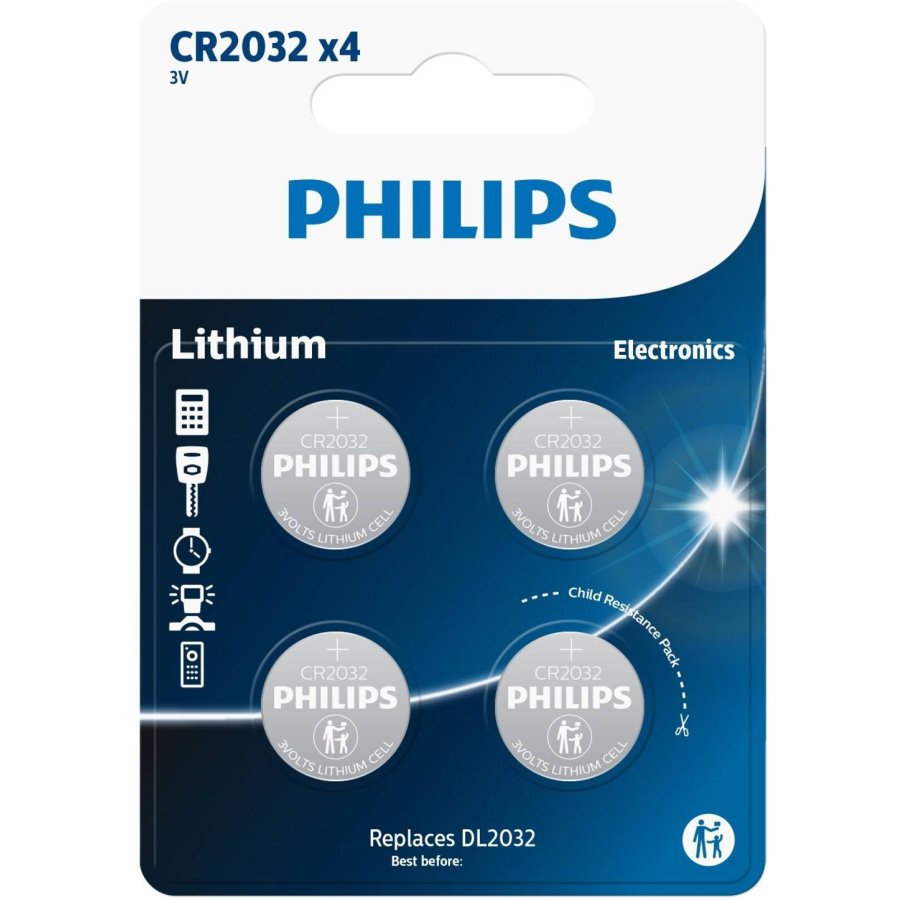 Philips Minicell CR 2032-batteri 4 stk.