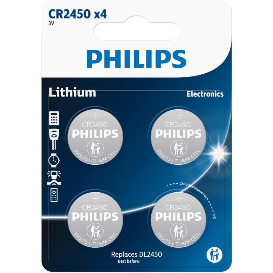 Philips Minicell CR 2450-batteri 4 stk.