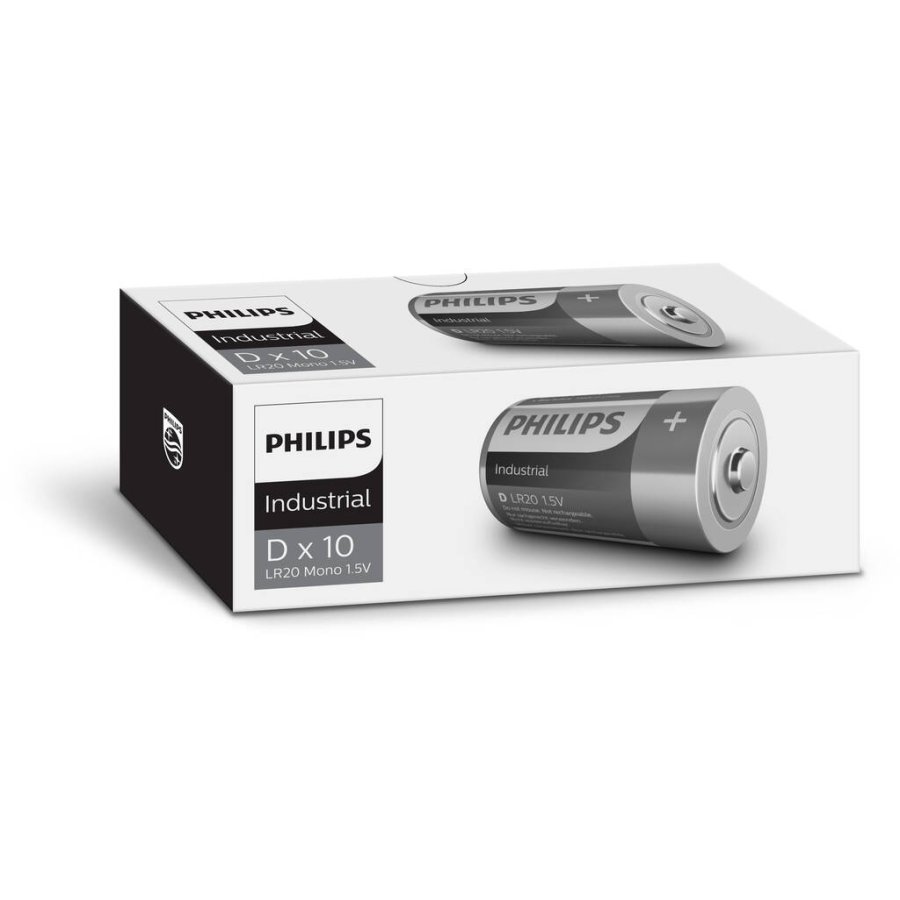 Philips Industrial D-batteri 10 stk.