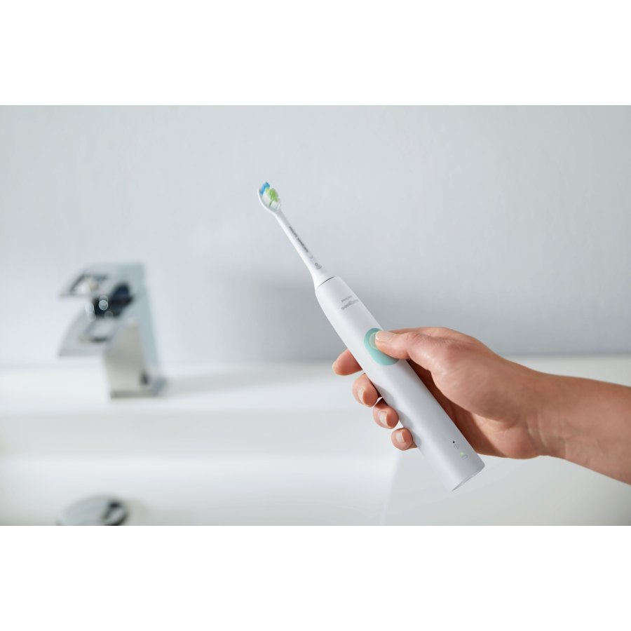 Philips Sonicare Series 4300 Elektrische Zahnbrste mit zustzlichem Brstenkopf, Wei/Mint