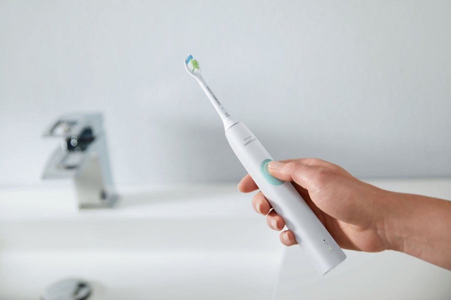 Philips Sonicare Series 4300 Elektrische Zahnbrste mit zustzlichem Brstenkopf, Wei/Mint